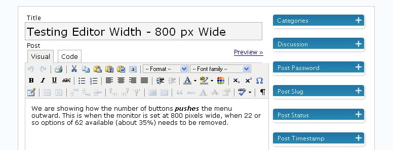 Advanced TinyMCE Editor - 800 px - Partial Buttons